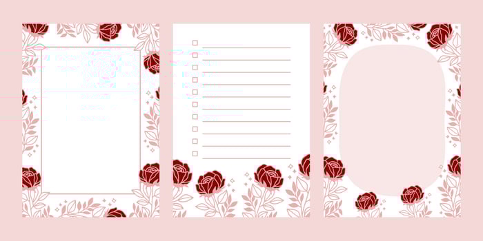 Set of floral notepads, to do list, schedule and daily planners vector