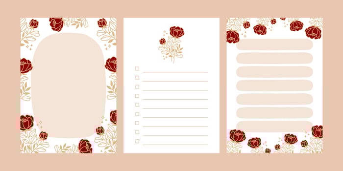 Set of floral notepads, to do list, schedule and daily planners vector