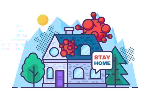Stay home and safe, covid 19 quarantine campaign vector