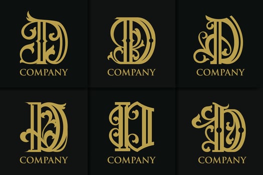 Vintage D letter logo monogram template collection vector