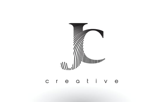 JC Logo Design With Multiple Lines and Black and White Colors. vector
