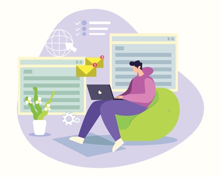 Man doing remote job illustration concept vector