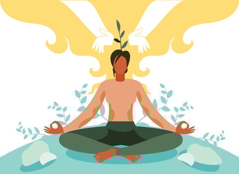 Mental health Illustration concept, Self meditation, Mental growth yoga, Mindfulness vector. vector