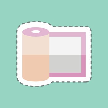 Buckram Sticker in trendy line cut isolated on blue background vector