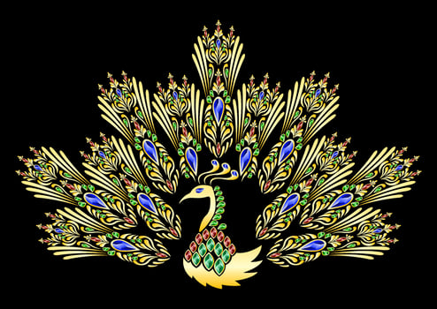 Peacock golden decoration isolated vector