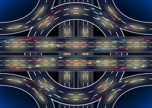 Road roundabout interchange background vector