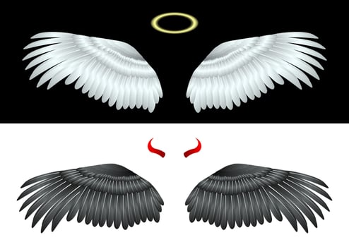 Wings Angel and fallen angel isolated vector