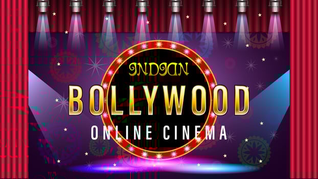 Bollywood online cinema theater stage vector