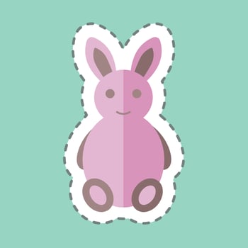 Bunny Tailor Sticker in trendy line cut isolated on blue background vector