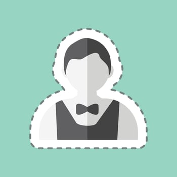 Barkeeper Sticker in trendy line cut isolated on blue background vector