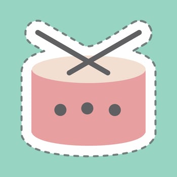 Sticker Drums Line Cut vector