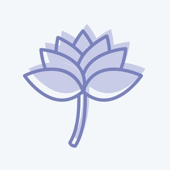 Lotus Icon in trendy blue eyes style isolated on soft blue background vector
