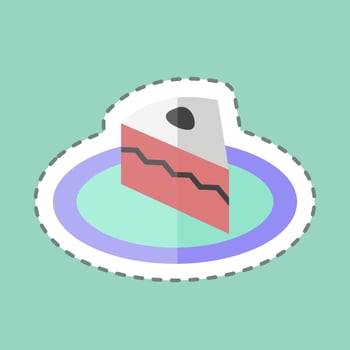 Cream Cake Sticker in trendy line cut isolated on blue background vector