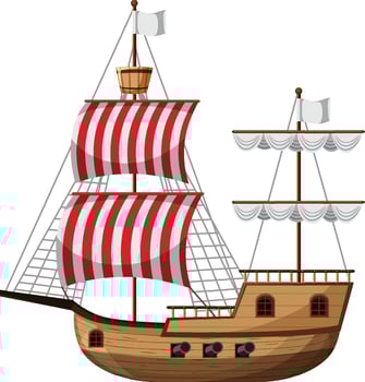 Isolated Fluyt ship in cartoon style vector