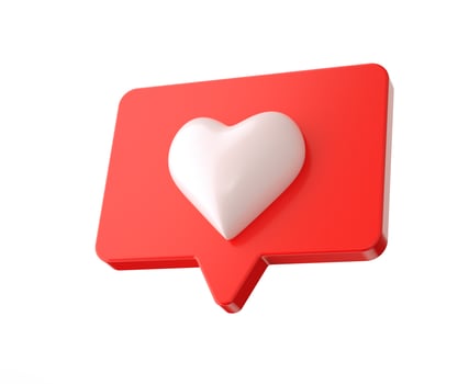 3d render, like or love social media icon isolated on white background photo