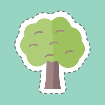 Tree Tailor Sticker in trendy line cut isolated on blue background vector