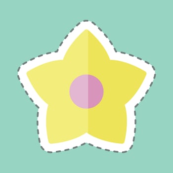 Flower Sticker in trendy line cut isolated on blue background vector