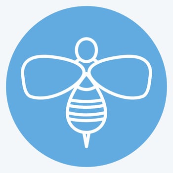 Honey Bee Icon in trendy blue eyes style isolated on soft blue background vector