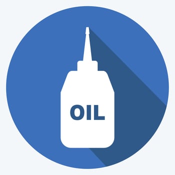 Sewing Oil Icon in trendy long shadow style isolated on soft blue background vector