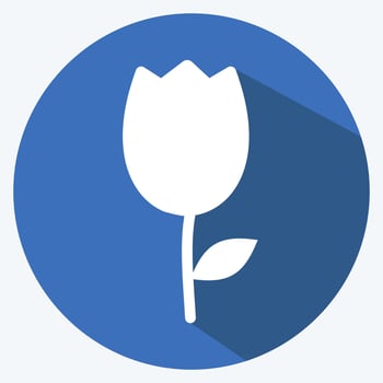 Tulip Icon in trendy long shadow style isolated on soft blue background vector