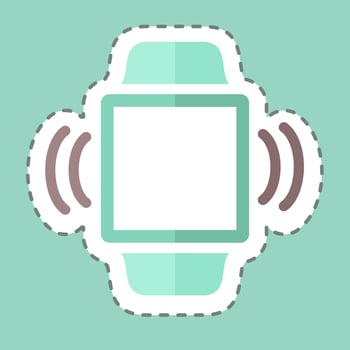Vibration Sticker in trendy line cut isolated on blue background vector
