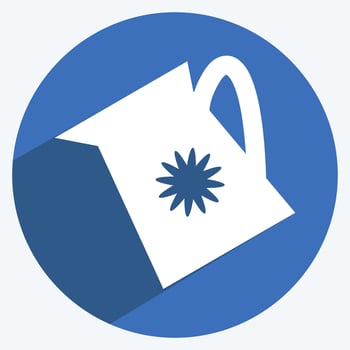 Watering Plants Icon in trendy long shadow style isolated on soft blue background vector