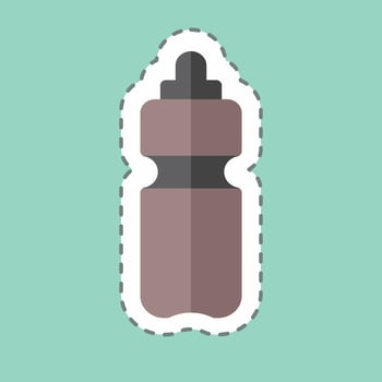 Water Bottle Sticker in trendy line cut vector