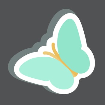 Butterfly Flying Sticker in trendy isolated on black background vector