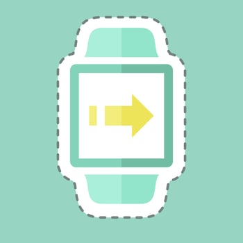 Data Transfer Sticker in trendy line cut isolated on blue background vector