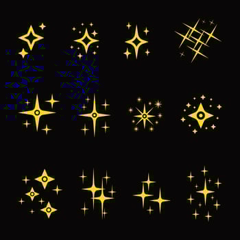 Illustration of sparkling stars in the sky vector