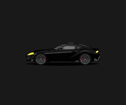 Black sports car in flat style vector