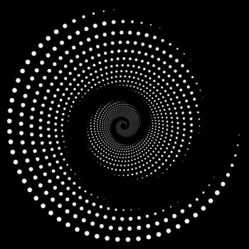 Optical art shape. Design spiral dots backdrop. Abstract monochrome background. vector