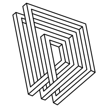 Sacred geometric figure. Impossible shapes. Web design element. Optical illusion object. Escher style. Line design. Op art. vector