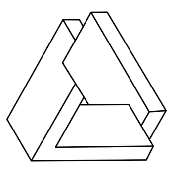 Impossible shape. Web design element. Optical Illusion object. Line design. Unreal geometric figures. Op art shape. vector