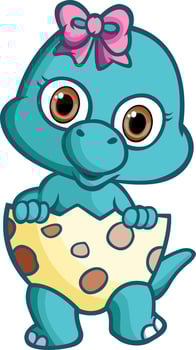 The baby brontosaurus is coming out from the cracking egg vector