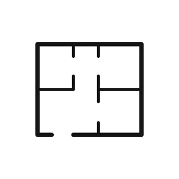 Plan house, architectural project with wall line. Residential home with room. Vector illustration