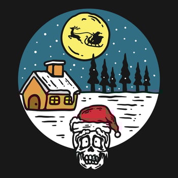 cold skull illustration on christmas eve vector