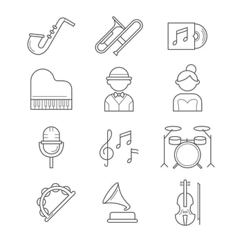 Music Jazz Line Icon Set vector