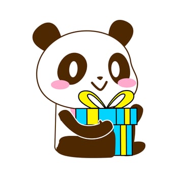 cute little panda vector set illustration, birthday pose