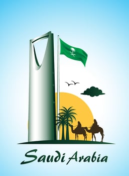 Kingdom of Saudi Arabia Famous Buildings Vector Background. Editable Vector Illustration
