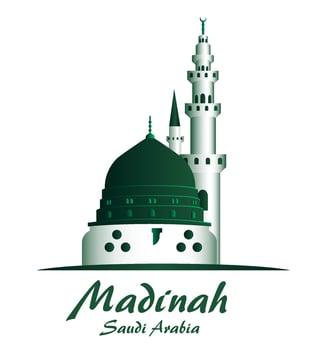City of Madinah Saudi Arabia Famous Buildings. Editable Vector Illustration
