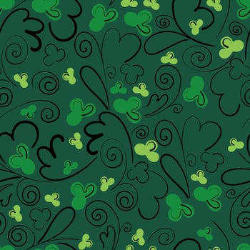 Seamless green pattern with clover leaves. Vector background for festive paper and packaging for St. Patrick's Day