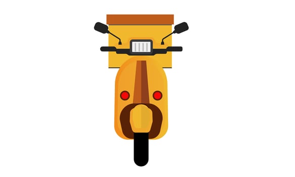 Yellow motorcycle delivery on white background. vector