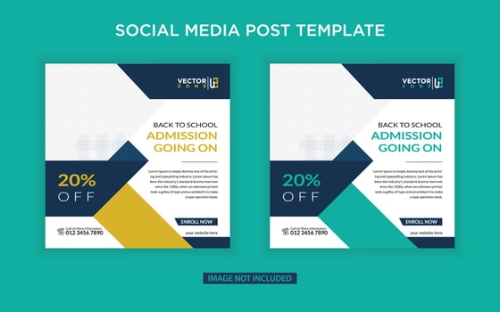Back to school admission social media post vector