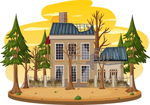 Isolated old broken house in the rural vector
