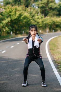 Women warm up before and after exercising. photo