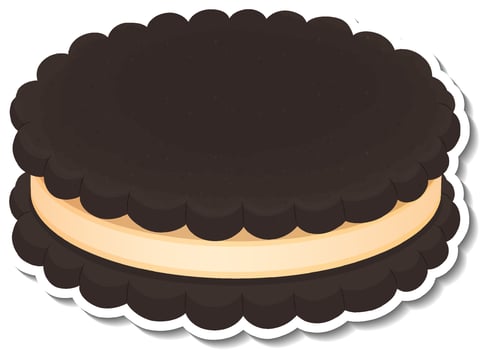 Black cookies sandwich with cream in cartoon style vector
