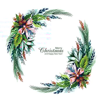 Decorative christmas wreath holiday card background vector