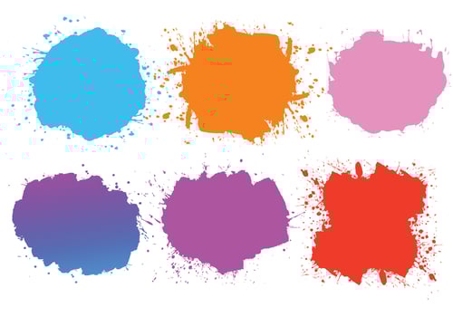 Abstract watercolor splatter stain colorful set vector