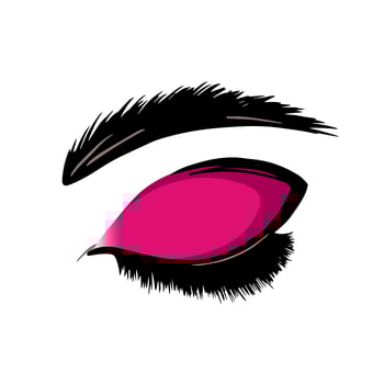 Makeup, eyelashes, eyebrows isolated on white background. Fashion illustration for lash maker, eyebrow master, beauty salon. vector